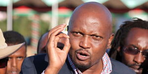 Undated Photo of Gatundu South MP Moses Kuria Addressing the Press