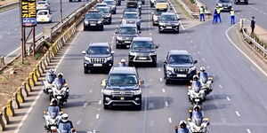 President William Ruto's motorcade heading to the State House after swearing in on Tuesday September 13, 2022.