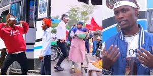 Photo collage of street artist David Moya pulling different stunts in Nairobi