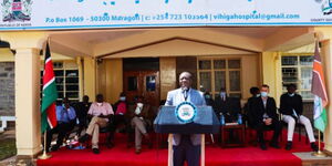 Vihiga County Governor Wilberforce Ottichilo speaking on February 12, 20221.