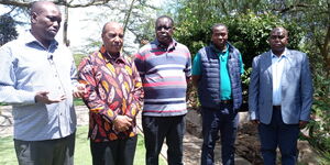 Governors Lee Kinyanjui (Nakuru) Francis Kimemia (Nyandarua), James Nyoro (Kiambu) and Nderitu Mureithi (Laikipia) on Saturday, December 4, 2021.