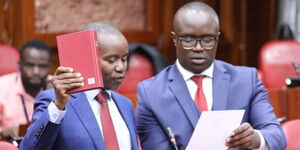 Former ICT CS Joe Mucheru taking an oath before testifying before MPs on April 5, 2023.