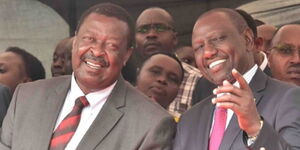 File image of Amani National Congress leader Musalia Mudavadi (left) and Deputy President William Ruto (right) at a past event