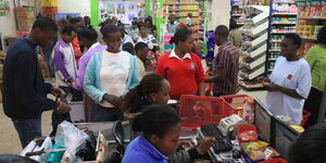 Kenyans at a Supermarket in Nyeri on July 7, 2016.