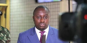 NTV Senior Reporter Ken Murithi during a live broadcast in May 2020.
