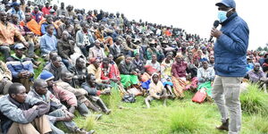 Senate Majority Leader Kipchumba Murkomen addressed resident of Marakwet on April 23, 2020.