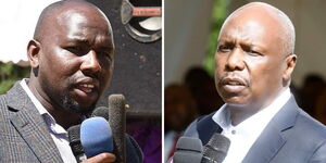 Combination image of Senate Majority leader Kipchumba Murkomen and Baringo Senator Gideon Moi