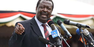 ANC leader Musalia Mudavadi speaks during the 15th Memorial Service of the late Vice President Kijana Wamalwa in Kitale on August 23, 2018. 