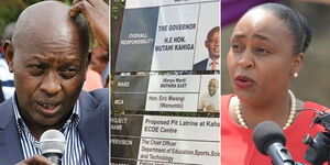 A collage photo of Nyeri Governor Mutahi Kahiga and his deputy Caroline Karugu