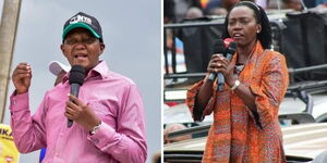Photo collage between Machakos Governor Alfred Mutua and Narc Kenya party leader Martha Karua during campaign trail in Mt Kenya region on Wednesday May 18, 2022
