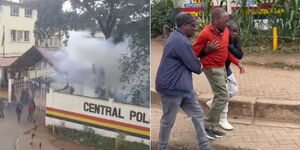 Former Chief Justice Willy Mutunga at the Central Police Station on Saturday, July 8, 