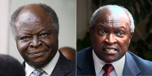 A collage of the late President Mwai Kibaki and Jacob Ochola, who claims that Mzee was his father.