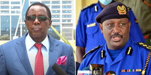 A collage image of Agano Party presidential candidate David Waihiga Mwaure (LEFT) and Inspector General of Police Hillary Mutyambai (RIGHT).