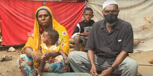 Mzee Omar, his daughter Khadija Omar and her children at their home in Lamu on January 16, 2021.