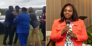 NMG journalists assaulted in Murang'a on Thursday, November 24, 2022 (left) and Kenya's Second Lady Rigathi Gachagua..