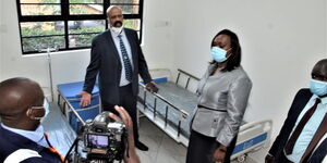 NMS Boss Mohammed Badi and Nairobi Acting Governor Anne Kananu at Uthiru Hospital