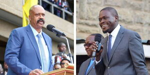 NMS Director-General Mohammed Badi and Nairobi County Governor Johnson Sakaja