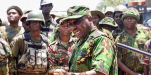 NPS Inspector General Japhet Koome addressing officers in Turkana County on February 14, 2023.