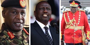 Constituent members of National Security Advisory Council; From Left - Let-Gen Robert Kibochi, President-elect William Ruto and outgoing President Uhuru Kenyatta