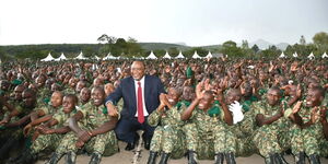 President Uhuru Kenyatta during a National Youth Service passing-out parade at training college in Gilgil, Nakuru County on December 6, 2019.