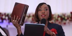 Nairobi Governor Ann Kananu takes the oath of office at KICC on Tuesday, November 16, 2021.