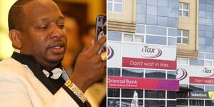 Nairobi Governor Mike Sonko (left), KRA building along Mombasa Road.