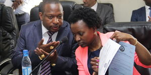 Nairobi Governor Mike Sonko and Former County Executive for Finance Pauline Kahiga during the launch of the biometric system at City Hall on May 22, 2019..jpg