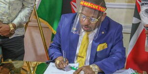 Nairobi Governor Mike Sonko signs the Supplementary Appropriation Bill 2020 on Wednesday, June 3, 2020.