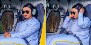 Nairobi Pastor Lucy Natasha in a yellow chopper.
