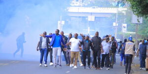 Nairobi Senator Edwin Sifuna joins Azimio mass action protests in Nairobi on Monday, March 20, 2023.