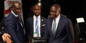 Nairobi Senator Johnson Sakaja arrives at CUEA for the Nairobi County Gubernatorial Debate on Monday, July 11, 2022.