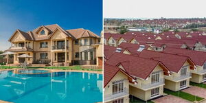 A photo collage of a mansion in Nairobi's Gigiri estate (left) and real estate apartments owned by Cheriez Properties Limited in Kitengela (right).
