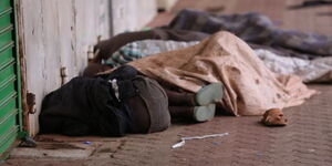 image of homeless people sleeping in Nairobi streets dated July 6 2020