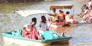 a file photo of Nairobi residents enjoying a boat ride at Uhuru Park