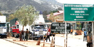 Trucks at the Namanga Kenya-Tanzania border town. 