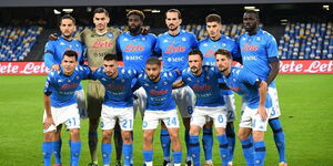 Napoli team players for a photo before a match