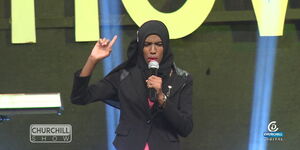Nasra Yusuf bringing the house down on Churchill Show stage.