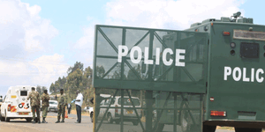 National Police Service truck pictured at a roadblock.