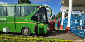 National Youth Service bus arrives at the Kenyatta University designated quarantine facility on March 24, 2020.