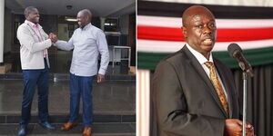 A collage photo of Kiharu MP Ndindi Nyoro, President William Ruto and Deputy President Rigathi Gachagua