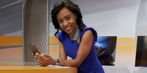 News Anchor Mashirima Kapombe inside Citizen TV studio on January 5, 2021.