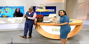 News anchors Jeff Koinange and Victoria Rubadiri in studio on Sunday, May 2, 2021.