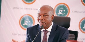 Senior counsel Fred Ngatia appears before the Judiciary Service Commission (JSC) for Chief Justice interviews on Tuesday, April 20