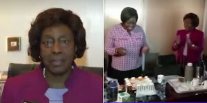 Former Kitui Governor Charity Ngilu in Homa Bay County on March 7, 2023, alongside Governor Gladys Wanga.