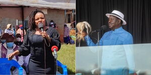 A collage of Kirinyaga Women Rep Purity Wangui Ngirici and Orange Democratic Movement (ODM) party leader Raila Odinga 