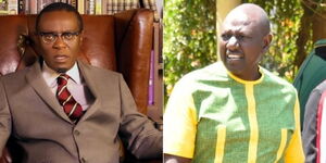 A collage of political scientist Mutahi Ngunyi (left) and President William Ruto (right) 