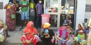 Nguu Tatu squatters camped outside the Kisauni Constituency offices, September 2020.