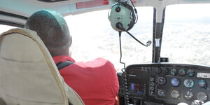 KANU Sec Gen and Agricultural Development Corporation Chairperson Nick Salat takes a chopper from Nairobi to Migori on March 29, 2021