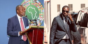 A photo collage of Treasury CS Njuguna Ndung'u (left) and Nairobi Governor Johnson Sakaja