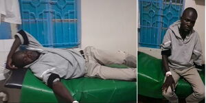 Photo collage of Nuru Okanga while in hospital